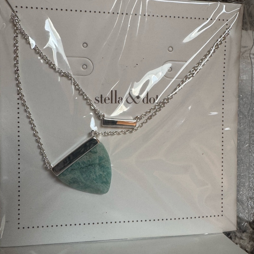 Stella & Dot Triangle Stone Pendant Necklace